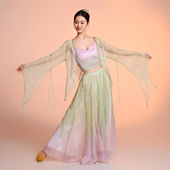 古风飘逸古典舞蹈服女身韵纱衣演出服绿紫渐变下裙仙气舞台表演服