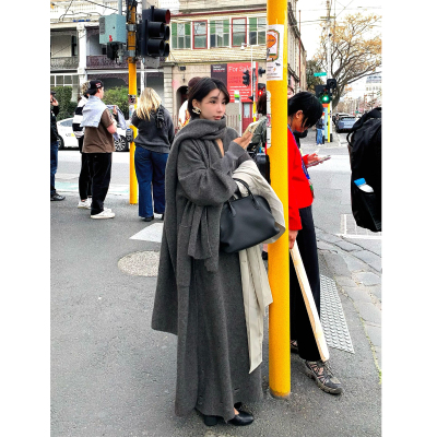 Call me Blue高智感牦牛绒长款廓形慵懒感外套