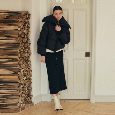 中高腰直筒卫衣半裙长款