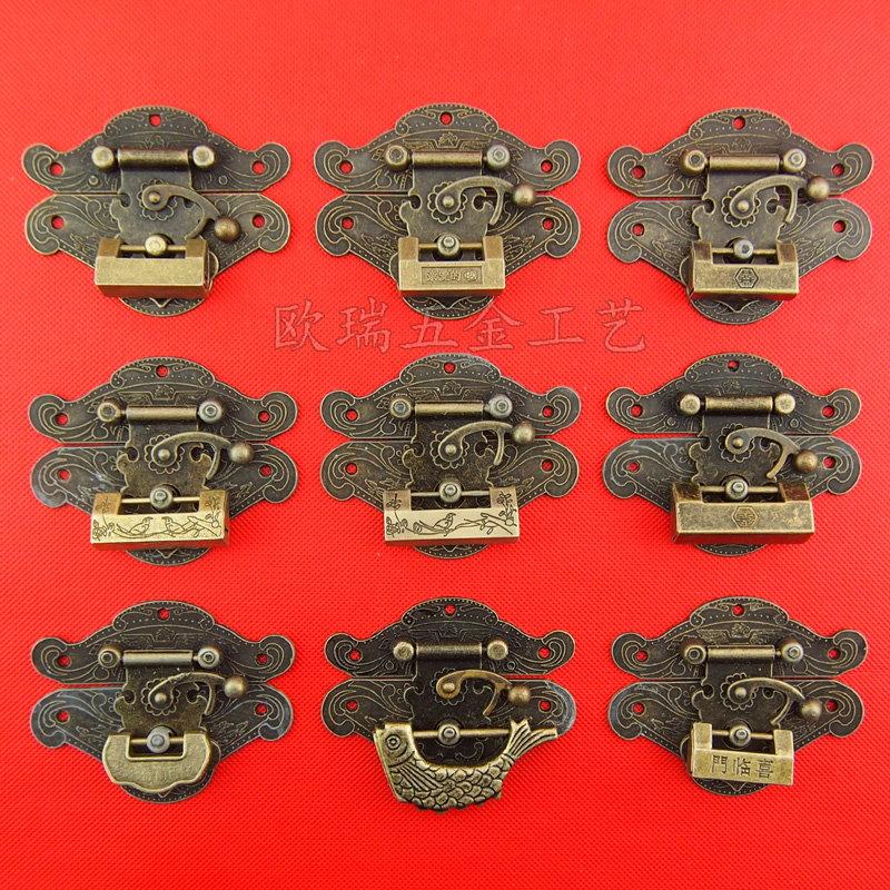 84*68木盒箱扣配仿古锁DIY木制首饰珠宝盒锁片搭扣五金配件礼品盒