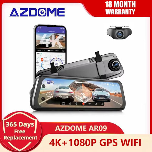 AZDOME AR09 4K Car Mirror Recorder Touch RearView Dash Cam