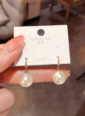 韩版简约百搭珍珠耳钩耳环女