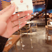 韩国气质水晶流苏长款 百搭超仙冷淡风耳饰网红银针耳钉 耳环女个性