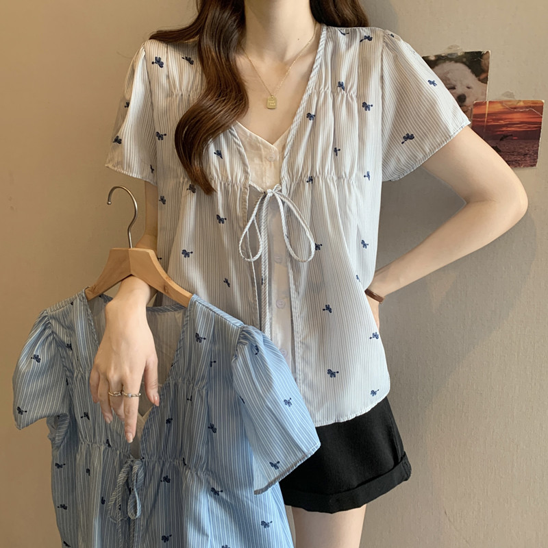 哺乳上衣V领大码夏新款显瘦减龄家居服上装