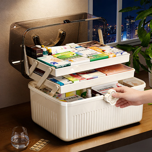 药箱家用大容量医药箱家庭药物收纳盒分层大号药品应急手提医疗箱