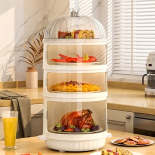 菜盖罩新款家用放剩菜剩饭收纳架多层食物罩加热饭菜神器保温菜罩