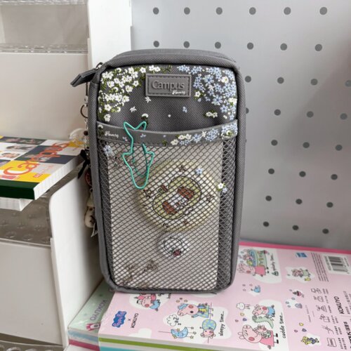 KOKUYO国誉Campus桌立式笔袋小碎花小冰箱学生便携文具袋网格手提
