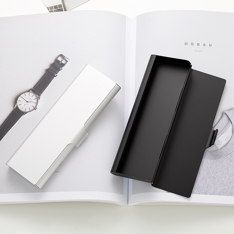 包邮简约铝制铅笔盒金属学生用