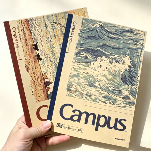 日本KOKUYO国誉牛皮纸笔记本B5治愈系沙滩海浪记事本Campus学生用