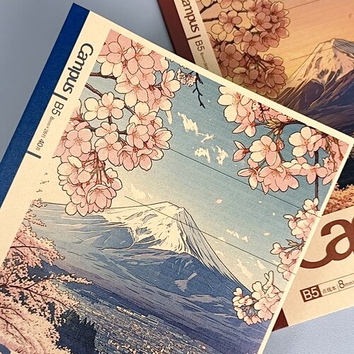 新品日本KOKUYO国誉樱花富士山笔记本Campus记事本高颜值本子B5