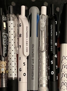 日本KOKUYO国誉sousou中性笔联名斑马笔学生用黑白杆波点刷题笔