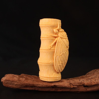 【一鸣惊人】实心竹雕手把件节节高升知了蝉实心玉竹雕刻高密料