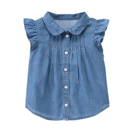 美国正品 Gymboree金宝贝 动物乐园 女童飞袖牛仔衬衣 现货4T