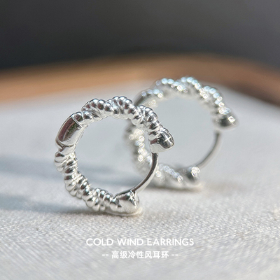 S925纯银耳环女小众设计感高级冷性风耳钉女耳扣耳饰女
