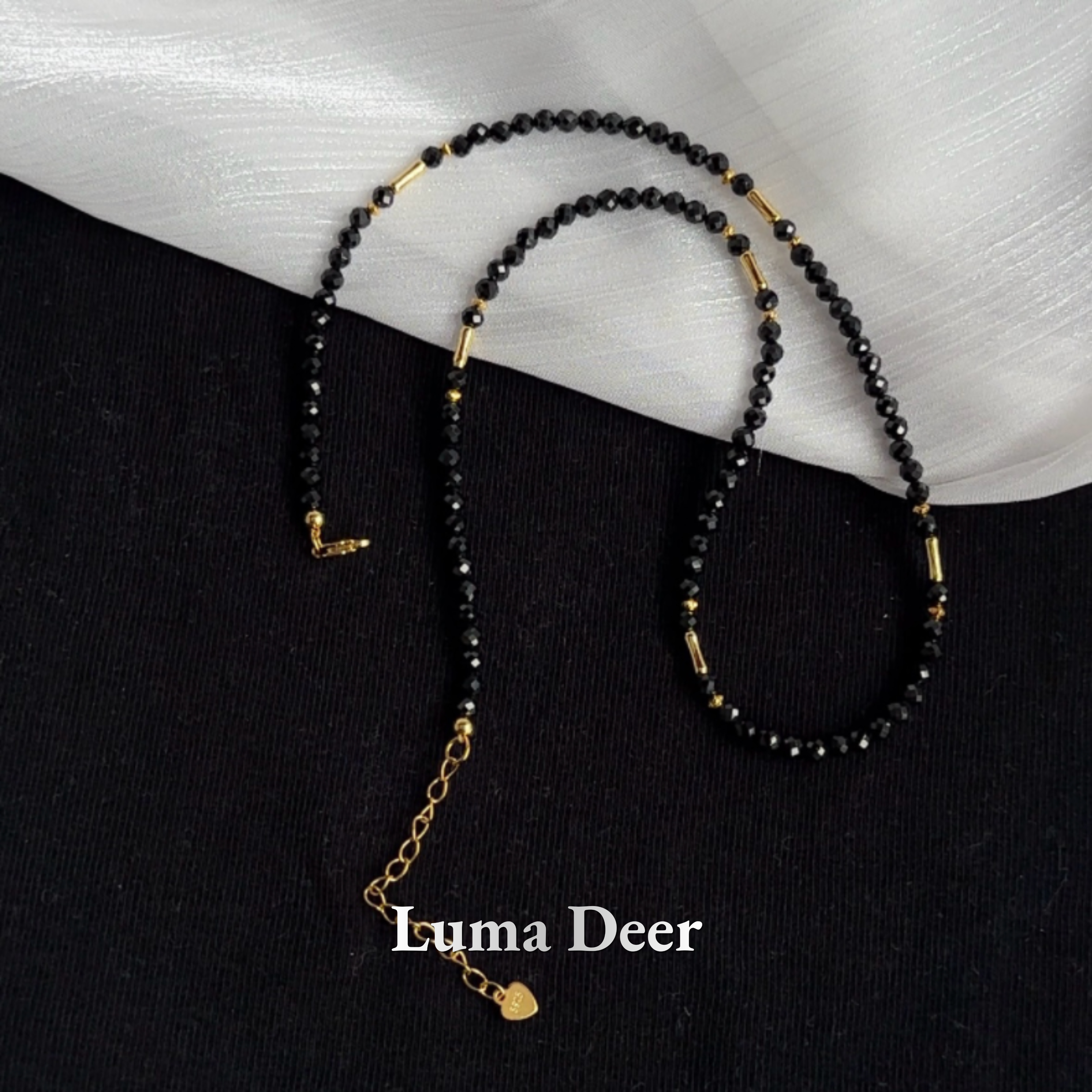 黑尖晶项链S925银项链女百搭感精致简约小众礼物女