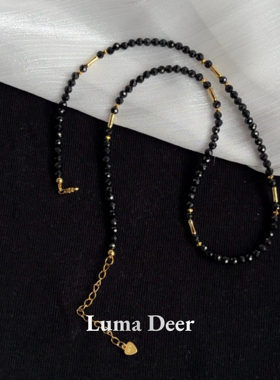 天然黑尖晶项链S925银项链女百搭感精致简约小众礼物女