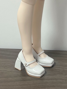 bjd4分娃娃鞋 sdm熊mdd 白色玛丽珍鞋 BJD娃娃鞋