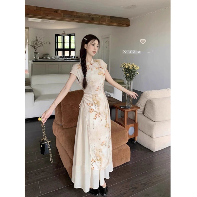 新中式套装女夏季国风提花改良旗袍连衣裙禅意风高腰半身裙
