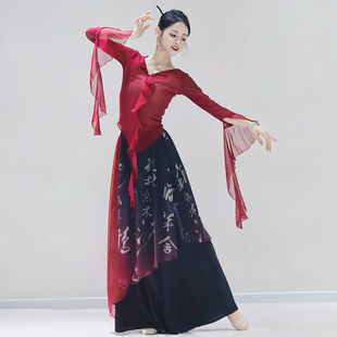 古典舞红色身韵纱衣飘逸练功服中国舞艺考民族汉唐演出服舞蹈服女