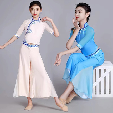 儿童古典茶飘香舞演出服表演服外婆桥群舞服装女春晚碇步桥同款