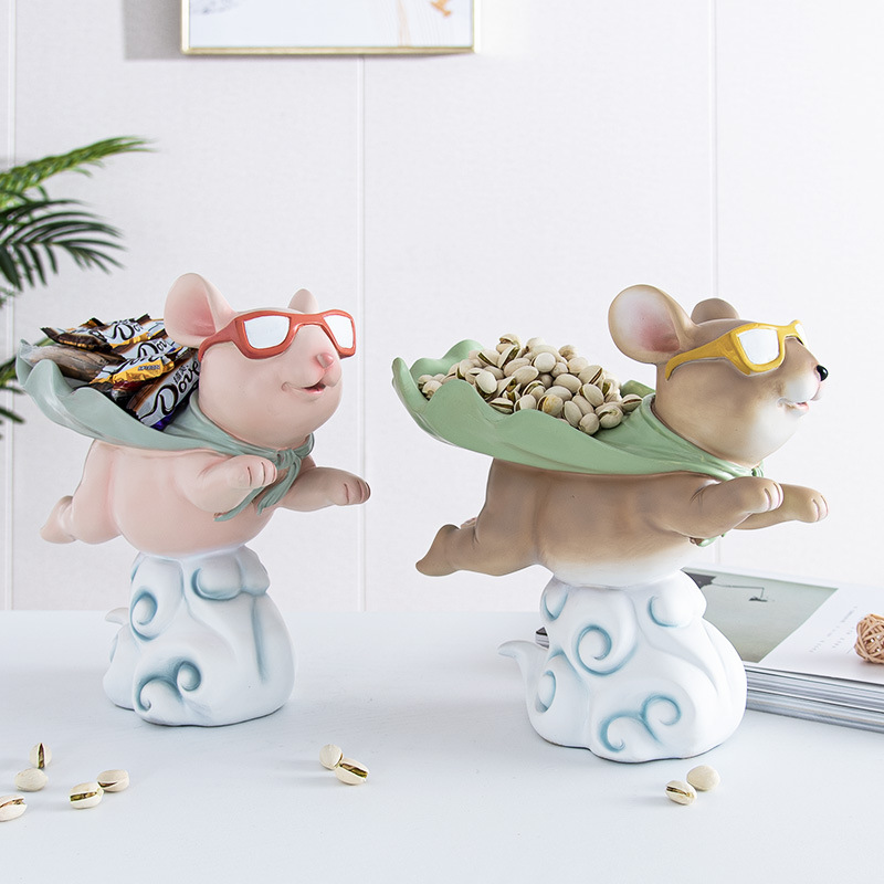 北欧现代简约老鼠客厅茶几玄关钥匙糖果收纳置物送礼手办创意手办