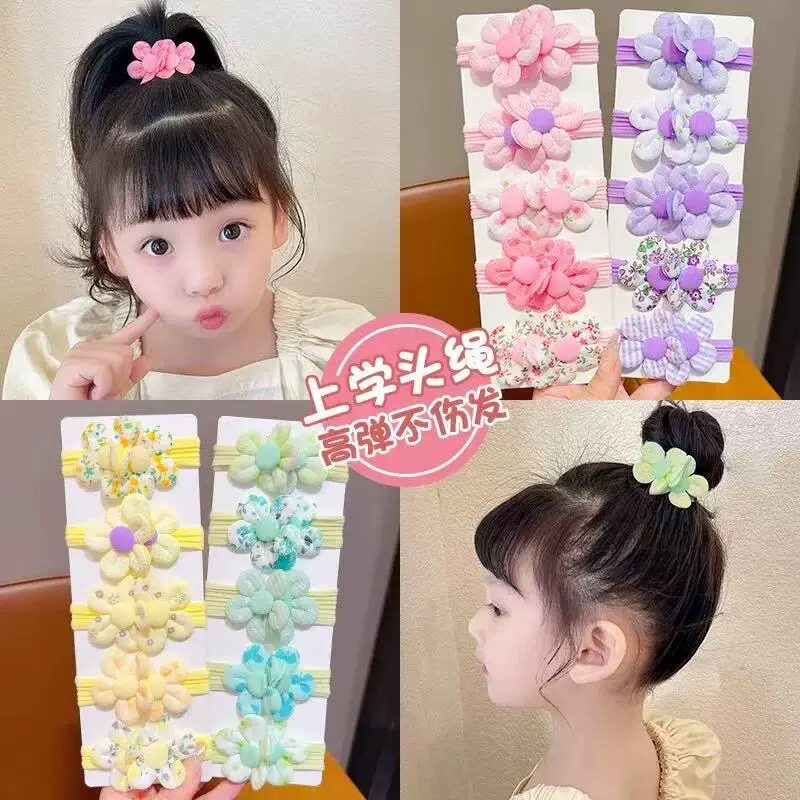 春季花朵发圈小女孩高马尾丸子头发绳毛巾圈不伤发橡皮筋儿童发饰