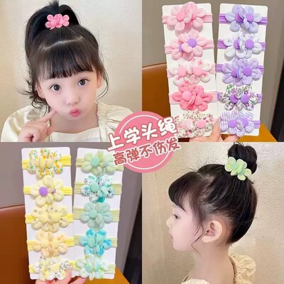 春季花朵发圈小女孩高马尾丸子头发绳毛巾圈不伤发橡皮筋儿童发饰