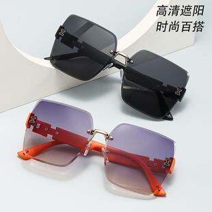 大框显脸小方形切边太阳镜墨镜无框级感女款 厂家 时尚 新款