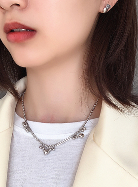 纯银小众设计感爱心日韩风锁骨链