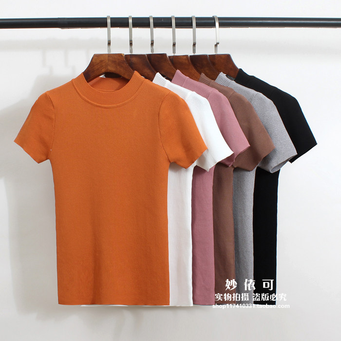 Korean Edition Simplicity Versatile Solid Half a Short sleeve T-shirt Self cultivation Show thin Primer Borneol jacket Thin sectionin the Women's clothing/Boutique , T-shirt  category - from Buy2taobao.com to provide professional Taobao agent buy service
