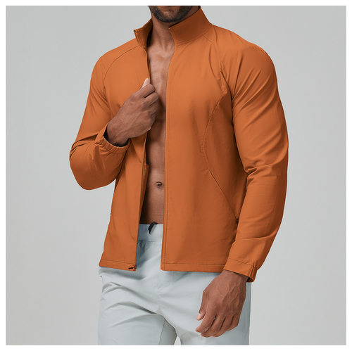 Men's stand up collar jacket with zipper windproof hoodies
