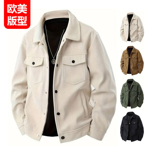 2026 autumn Corduroy single breasted casual pocket jacket