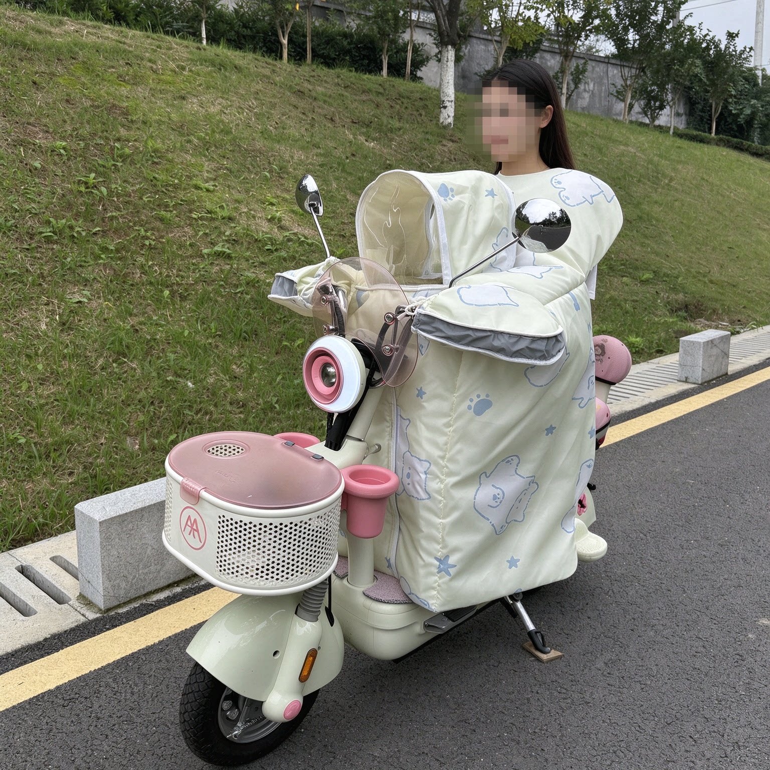 冬季亲子挡风被带天窗加绒加厚