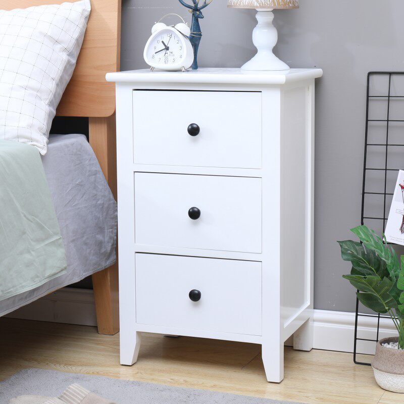 实木卧室简约家具韩式现代创意白色床头柜小柜子整装