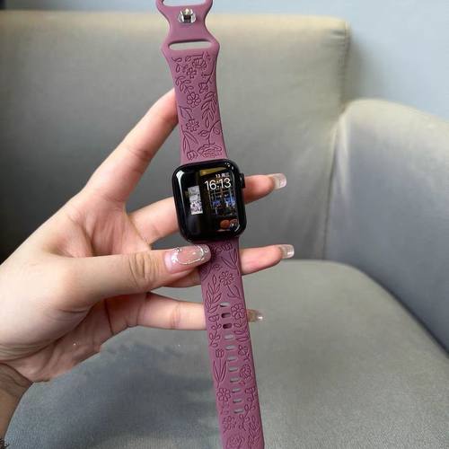 新款玫瑰浮雕OPPO4pro表带硅胶夏天se1适用oppowatchX2mini高级感