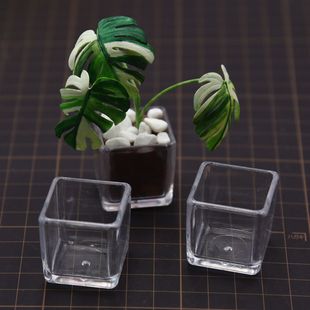 迷你微缩3cm绿植小花盆拇指盆 diy粘土食玩多肉植物盆栽透明花盆