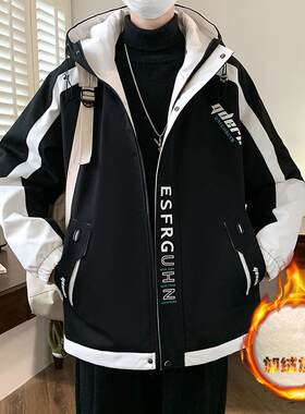 潮流连帽加绒加厚保暖派克服
