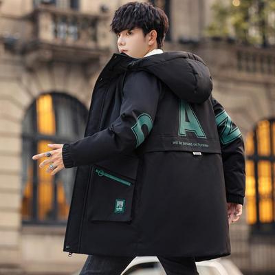 潮流连帽加厚中长款棉服外穿