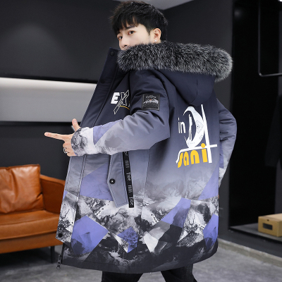 男士派克服中长款潮流连帽加厚