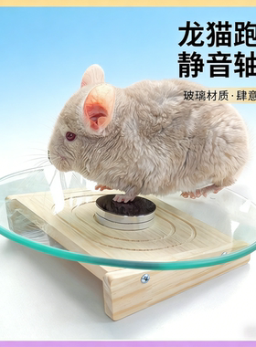 龙猫跑盘玻璃静音仓鼠跑轮玩具磨甲转轮28cm直径悬挂异宠造景专用