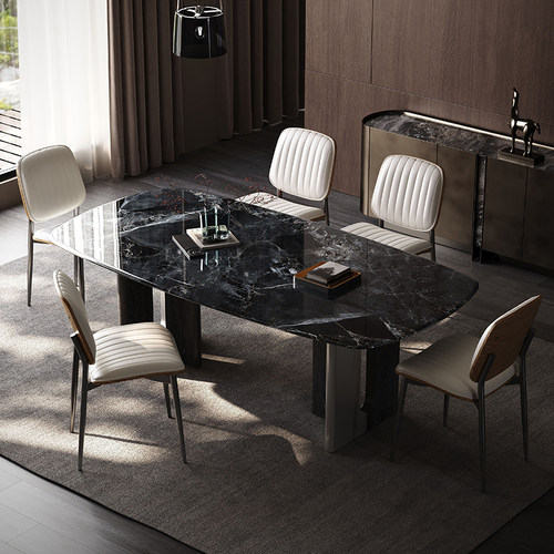 超晶石餐桌椅组合长方形餐桌椅