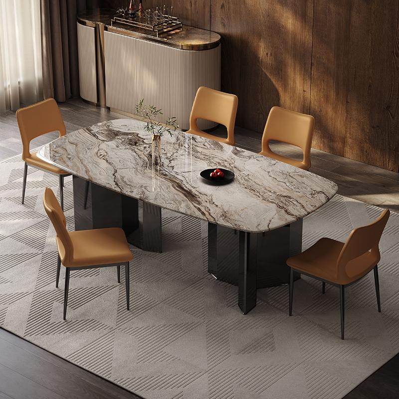 意式轻奢长方形饭桌现代简约超晶大小户型石大理石餐厅餐桌椅组合,住宅家具,大理石餐桌,淘宝优惠券,粉丝福利购,淘宝优惠卷