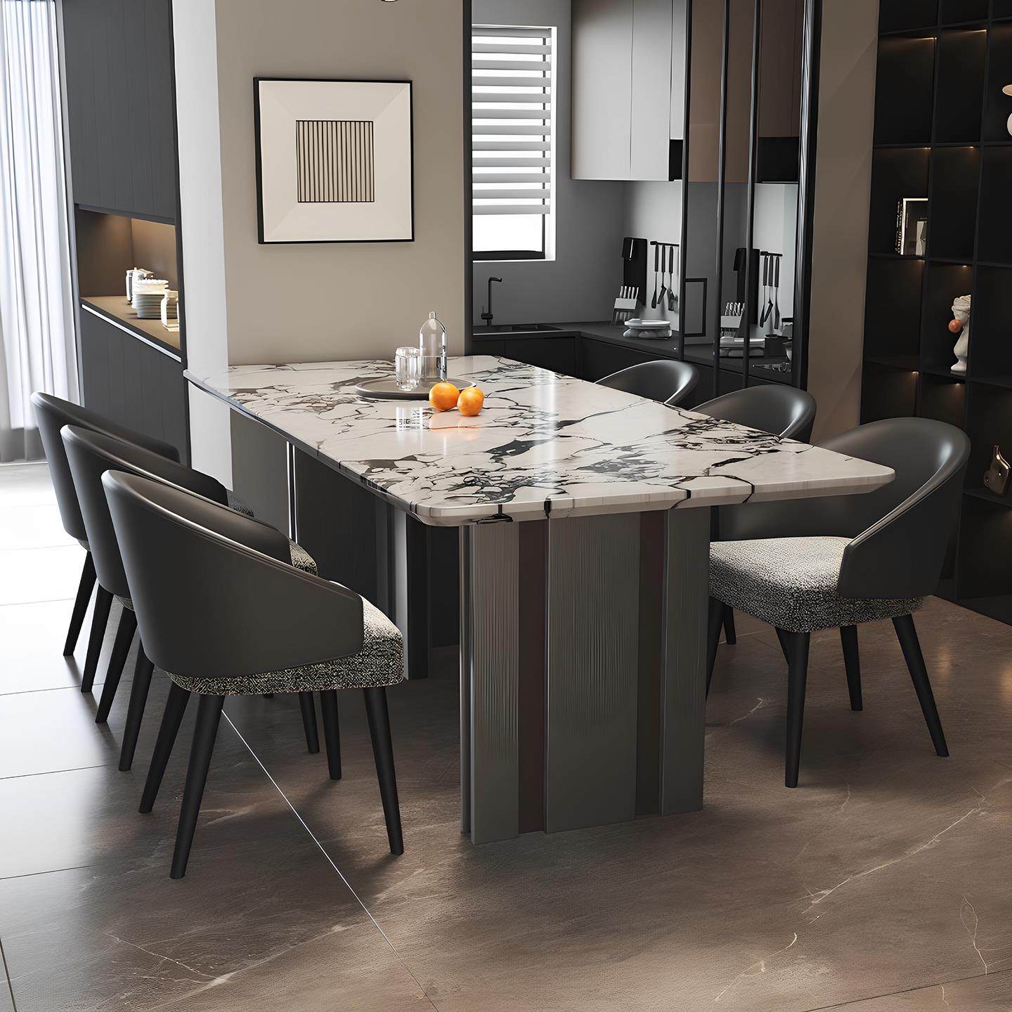 天然大理石餐桌意式轻奢家用长方形餐椅组合小户型超晶石吃饭桌子,住宅家具,大理石餐桌,淘宝优惠券,粉丝福利购,淘宝优惠卷