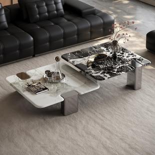 新款天然大理石客厅茶几组合意式极简高端大气超晶石沙发茶几组合