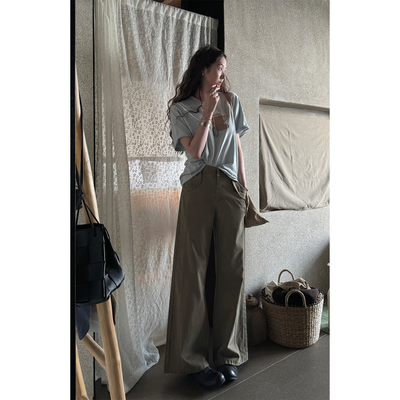 水洗砂洗工装裤坠感复古慵懒感