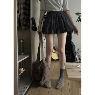 JMWOMEN 蓝色夏夜 格子系带高腰半身裙女夏季宽松a字蓬感漂浮短裙