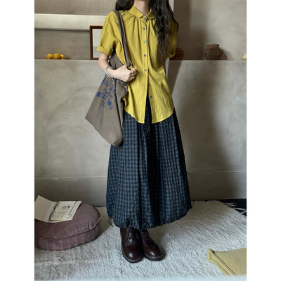 JMWOMEN锁骨位皱褶设计翻领衬衫