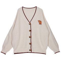 Very fairy cardigan sweater women's spring and autumn relaxed and lazy style foreign style Korean knitted medium long coat