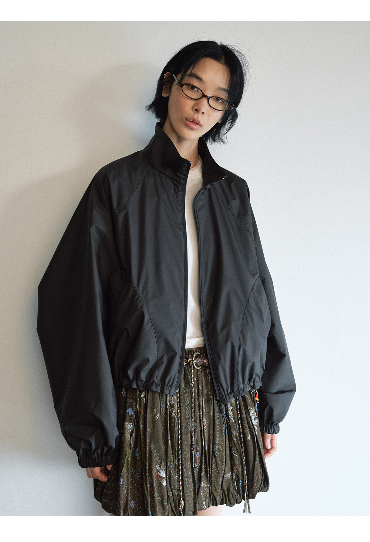 Monday JA 复古廓形立领抽绳冲锋衣女秋季时尚宽松拉链夹克上衣