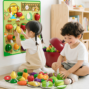 仿真水果蔬菜切切乐毛毡板玩具婴儿围栏早教果蔬摘摘乐宝宝过家家